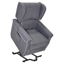 Fauteuil releveur Porto 2 moteurs - Microfibre Gris avec passepoil blanc